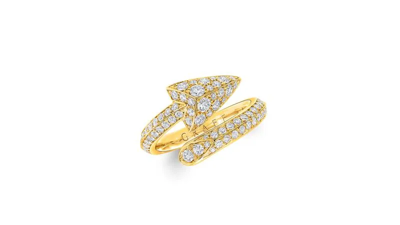 Graff Follow me yellow gold diamond crossover ring